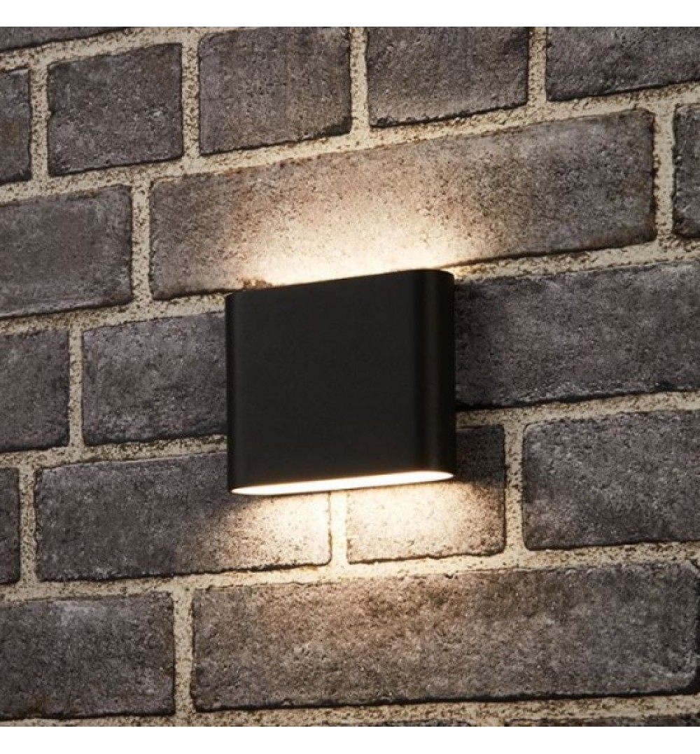 Aplica LED Neagra de exterior extra-plata, 12W=75W, lumina calda, IP65