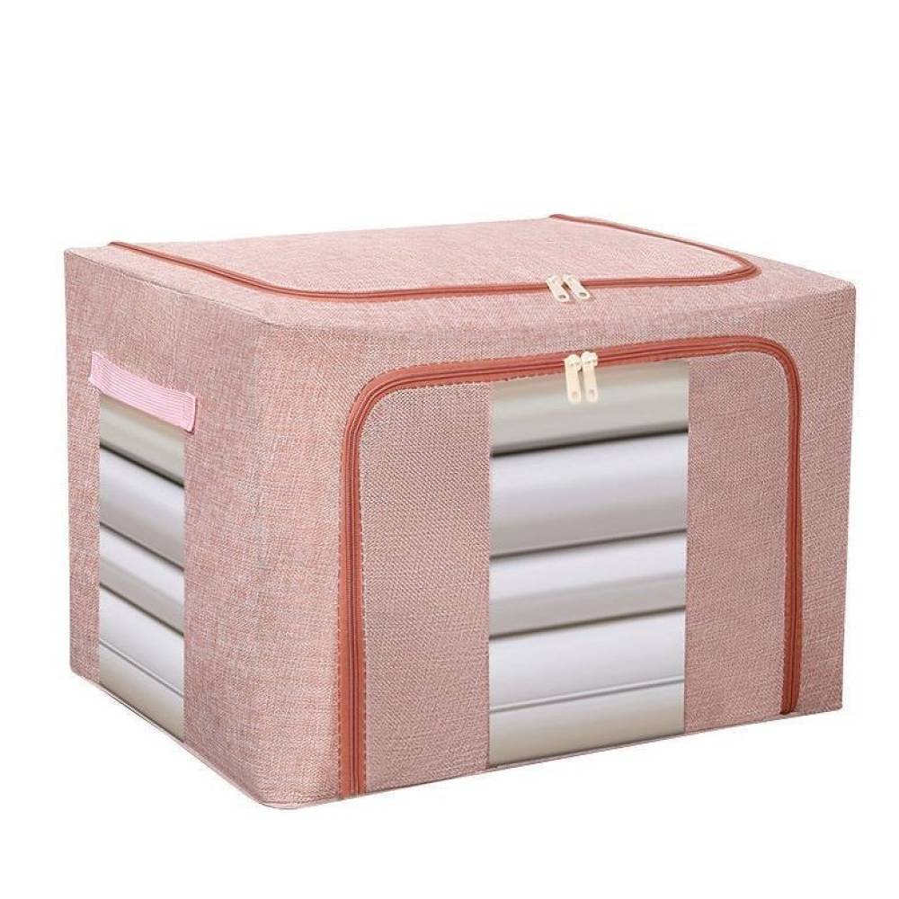 Cutie depozitare 66 litri cu fermoar, roz pudra, 2 ferestre (pliabila) Cutie depozitare 66 litri cu fermoar, roz pudra, 2 ferestre (pliabila)