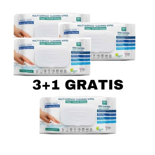 Set 3 pachete servetele umede multisuprafete cu Bicarbonat si otet + 1 gratis Set 3 pachete servetele umede multisuprafete cu Bicarbonat si otet + 1 gratis