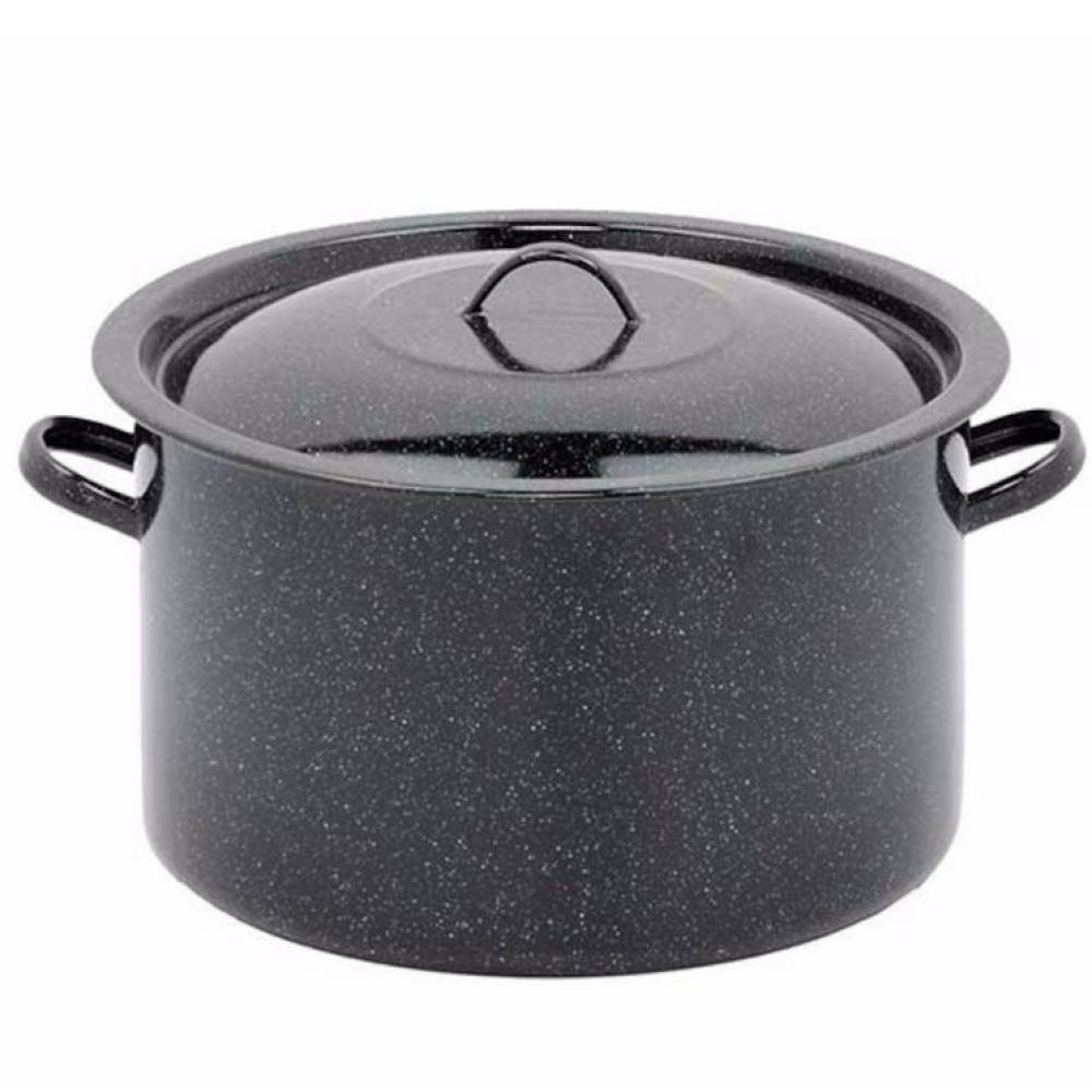 Semioala Emailata cu capac 15 L neagra, 32 cm Semioala Emailata cu capac 15 L neagra, 32 cm