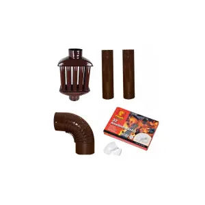 Recuperator caldura din tabla emailata 120 mm + 2 x Burlan 90cm/120mm + Cot emailat evacuare fum, Q120 mm + Pastile aprins focul albe, 32buc/cutie