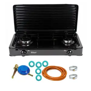 Aragaz cu 2 ochiuri, Negru, Floria si chit racordare pentru Butelie