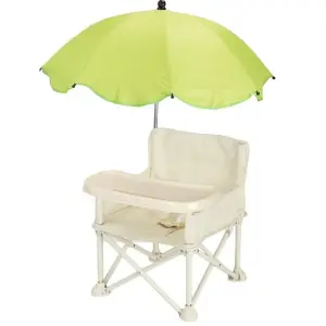 Scaun masa bebelusi si copii 6-9 luni, pliabil, Bej cu umbrela Verde
