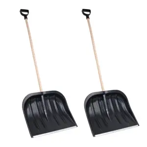 Set 2 x lopata zapada cu coada de lemn si maner negru