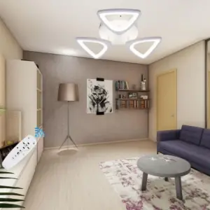 Lustra LED dimabila cu telecomanda 50 W ,3 brate si 3 culori
