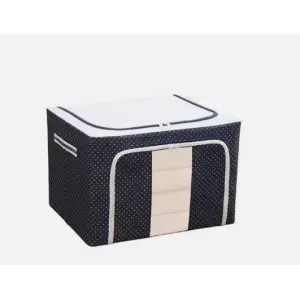 Cutie depozitare 100 litri cu fermoar, bleumarin buline (pliabila)