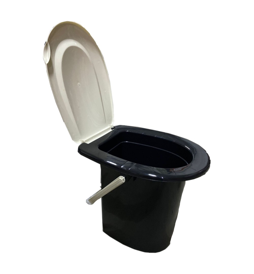 Galeata WC cu capac plastic, neagra, 16 L