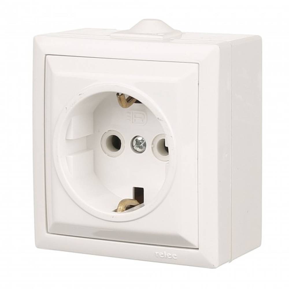 Priza Ceramica simpla cu Cp, E 45471 - montaj aparent Priza Ceramica simpla cu Cp, E 45471 - montaj aparent