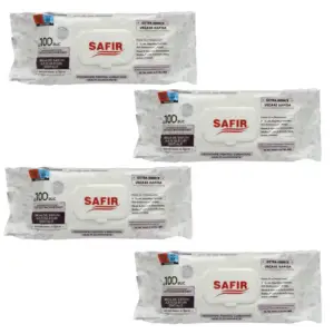 Set 3 servetele umede cu bicarbonat si otet, Safir, 100 buc + 1 gratis