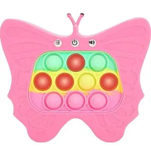 Consola, Joc Interactiv Pop It, 120 nivele, Pentru copii, Model Fluture, Fucsia