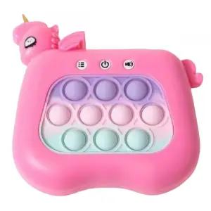 Consola, Joc Interactiv Pop It, 120 nivele, Pentru copii, Model Unicorn, Fucsia