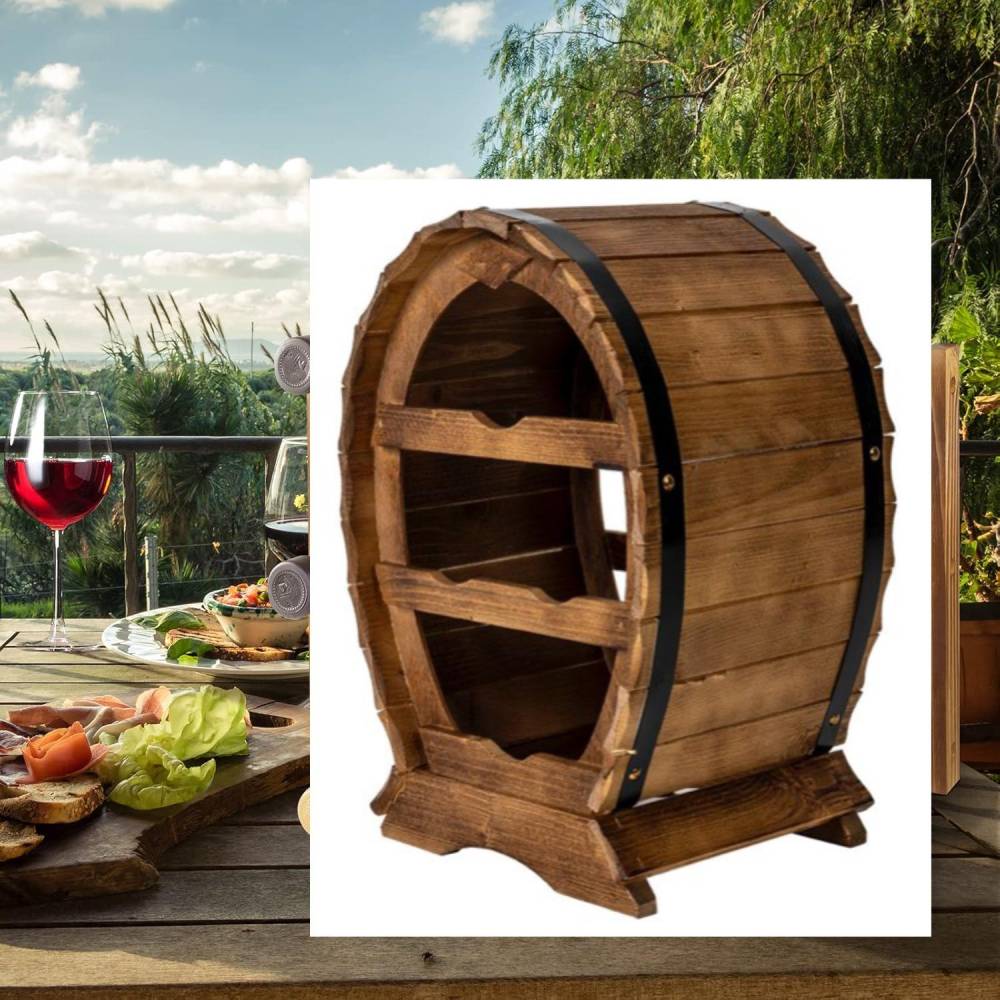 Suport 4 sticle de vin 43cm, din lemn de brad Suport 4 sticle de vin 43cm, din lemn de brad