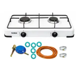 Aragaz cu 2 ochiuri, Alb, Floria si chit racordare pentru Butelie